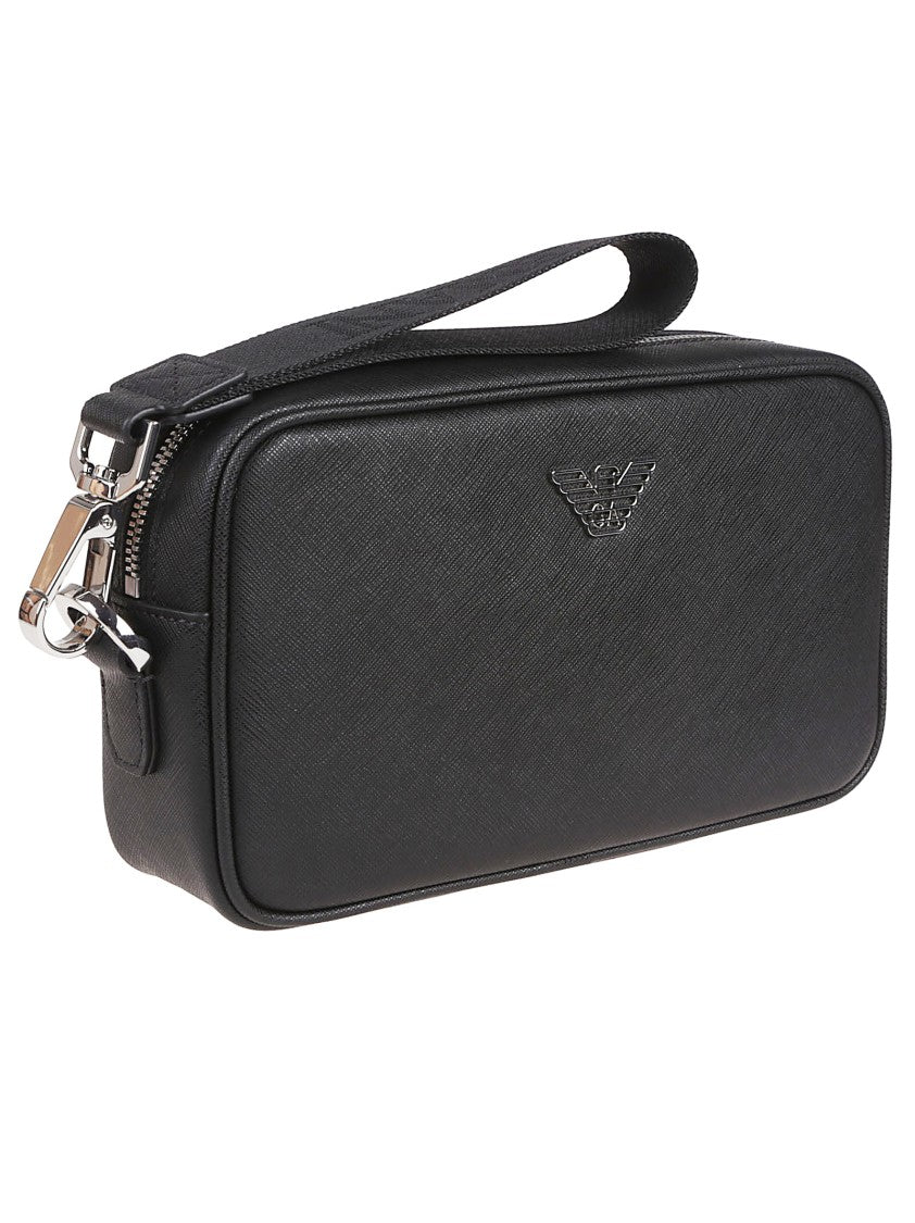 Emporio Armani Black Textured Logo Plaque Beauty Case