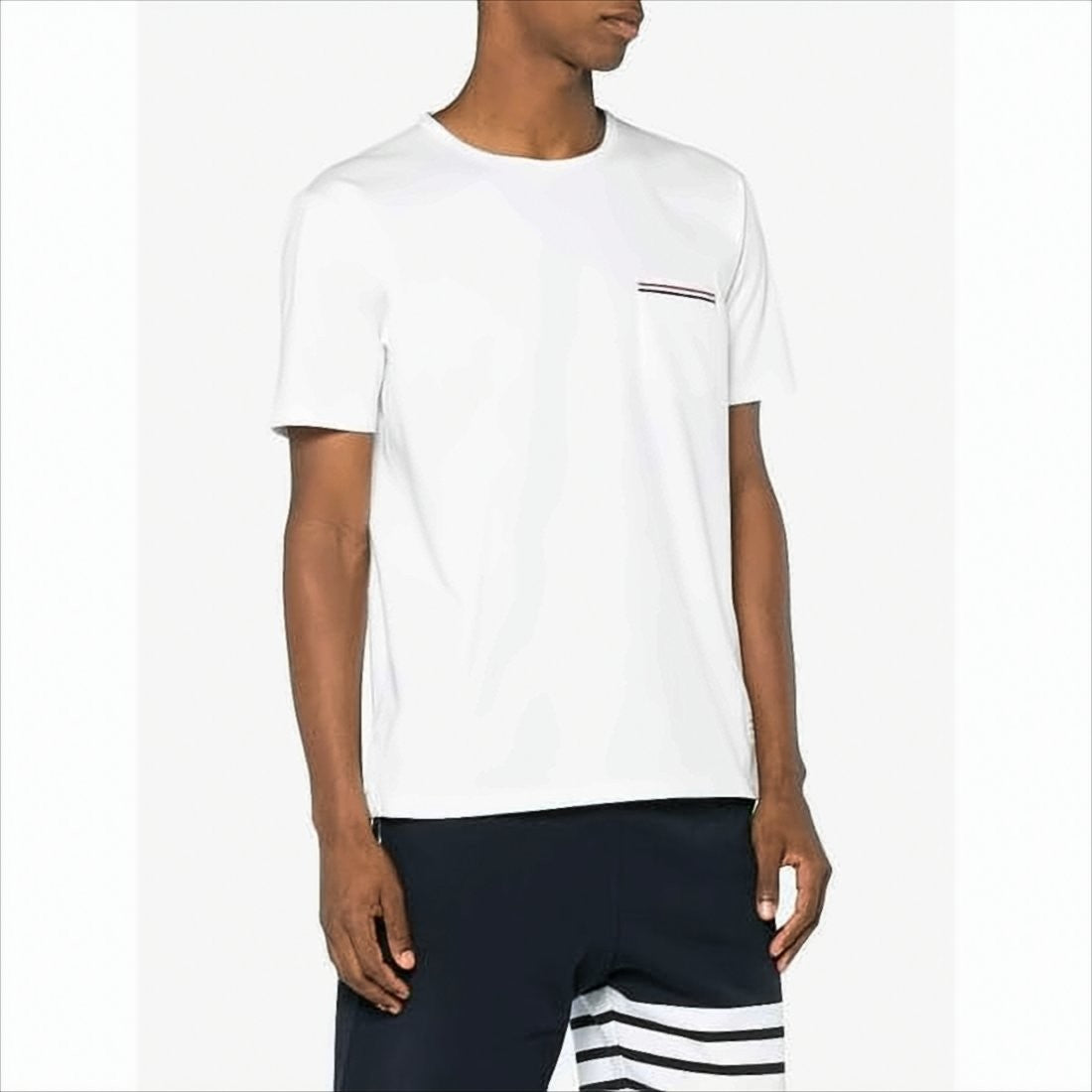 Thom Browne Short-Sleeved T-Shirt With Striped Pocket Detail