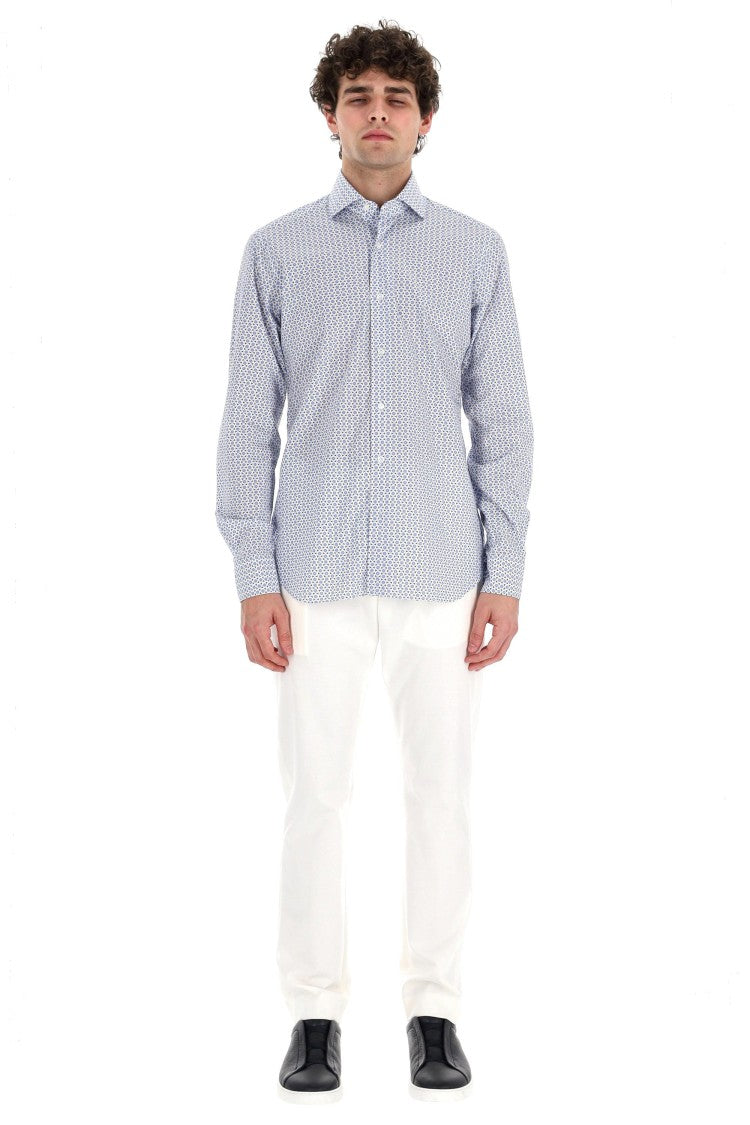 Barba Micro Pattern Cotton Shirt Line Dandylife