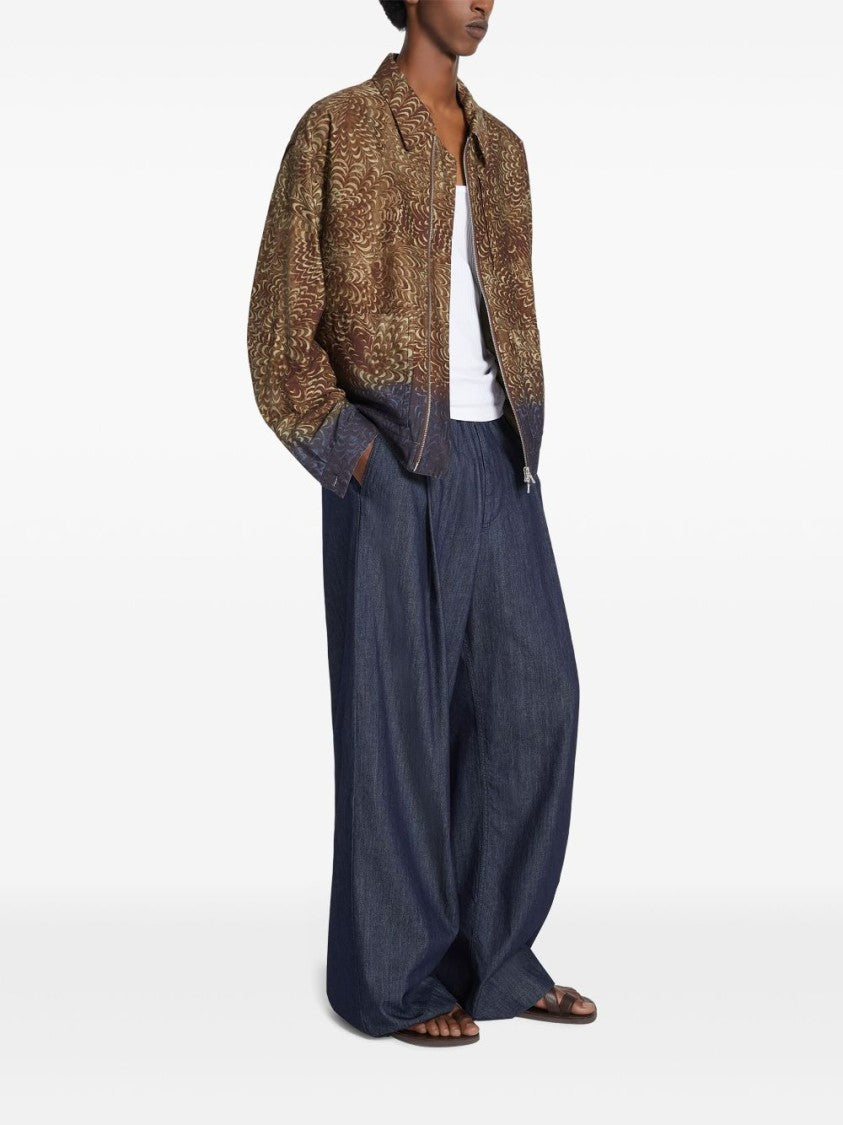 Dries Van Noten Animalier Print Brown Bomber Jacket