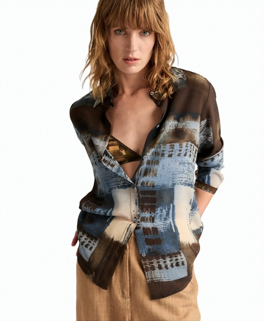 Momonì Meudon Oversized Printed Silk Crêpe De Chine Shirt