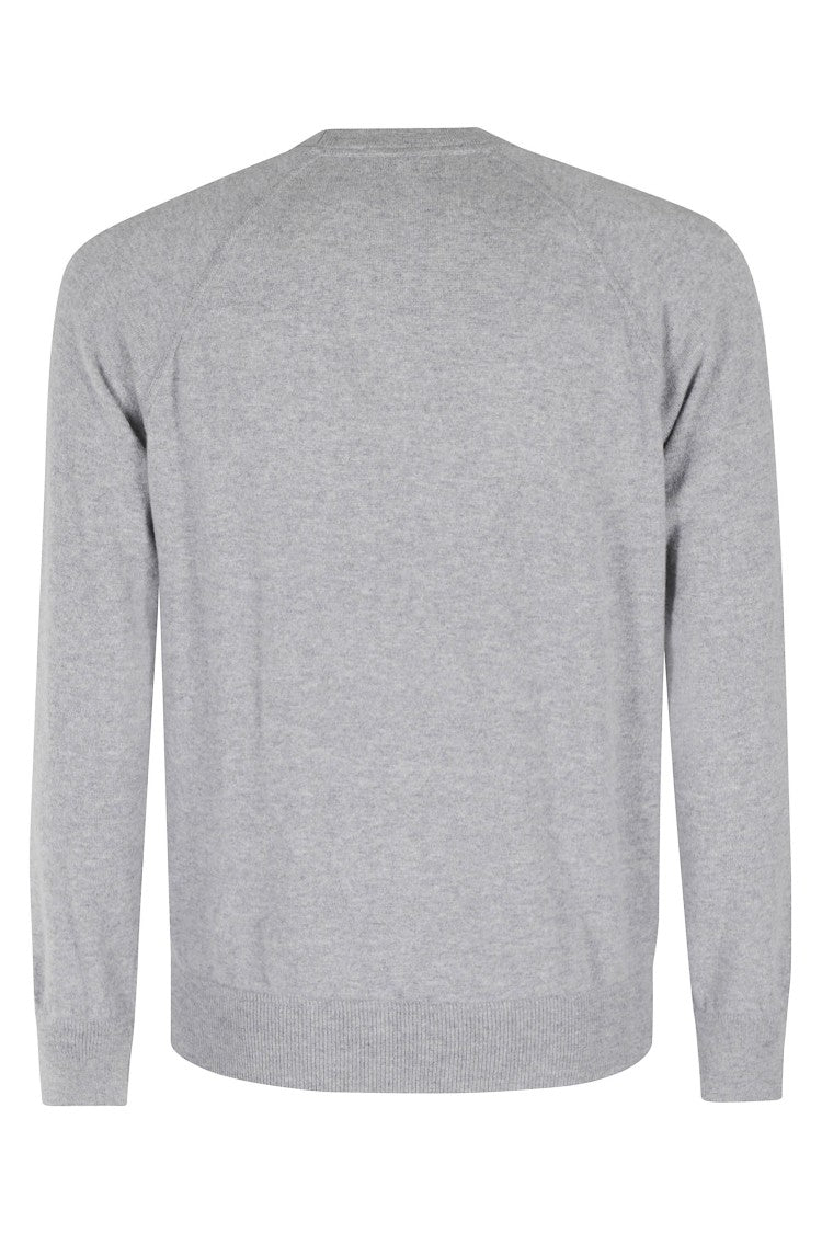 Gran Sasso Heathered Grey Raglan Sleeve Crewneck Cashmere Sweater