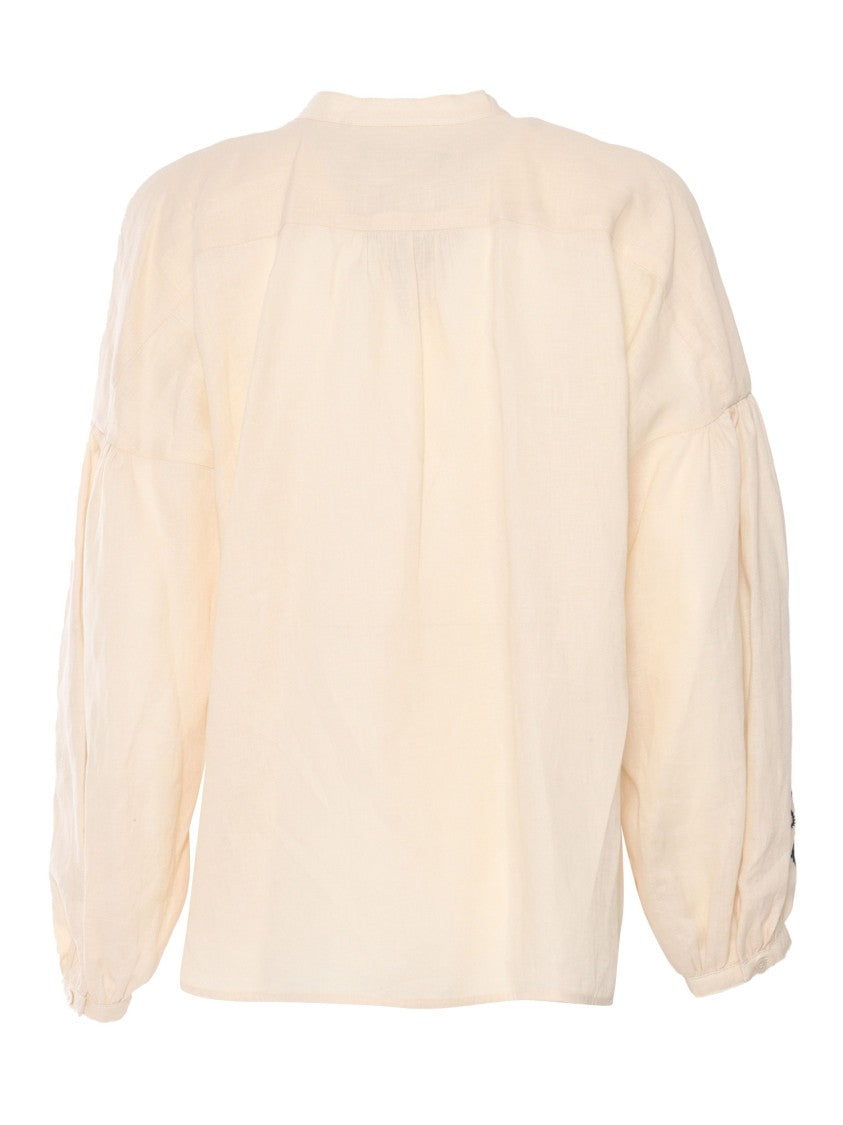 Max Mara Embroidered Beige Linen Ilex Shirt