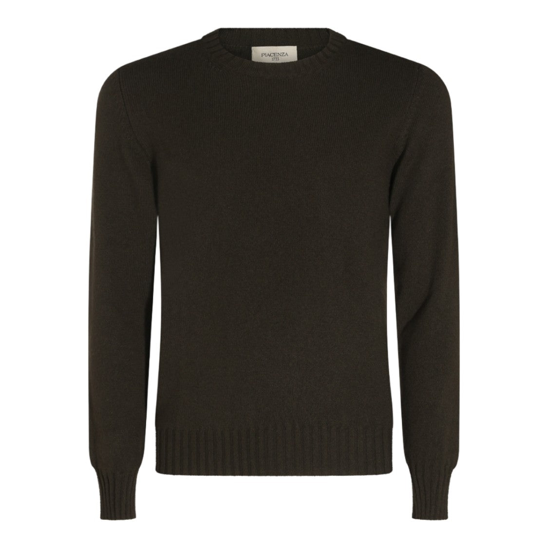 Piacenza Cashmere Brown Fitted Classic Crewneck Cashmere Sweater