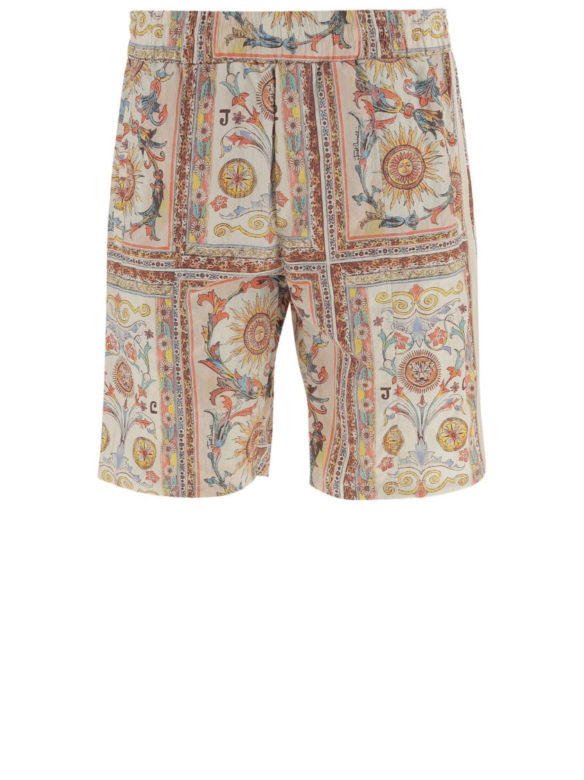 Just Cavalli Nylon Shorts With Ornamental Print