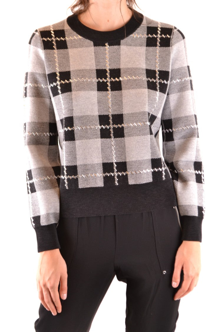 Michael Kors Checkered Knit Sweater With Crew Neckline