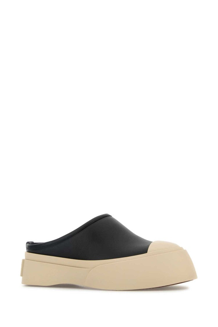 Marni Black Leather Pablo Slippers