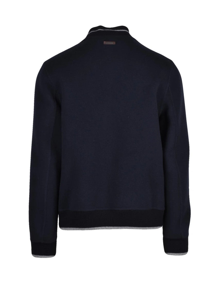 Peserico Blue Unlined Virgin Wool-Cashmere Zip Jacket