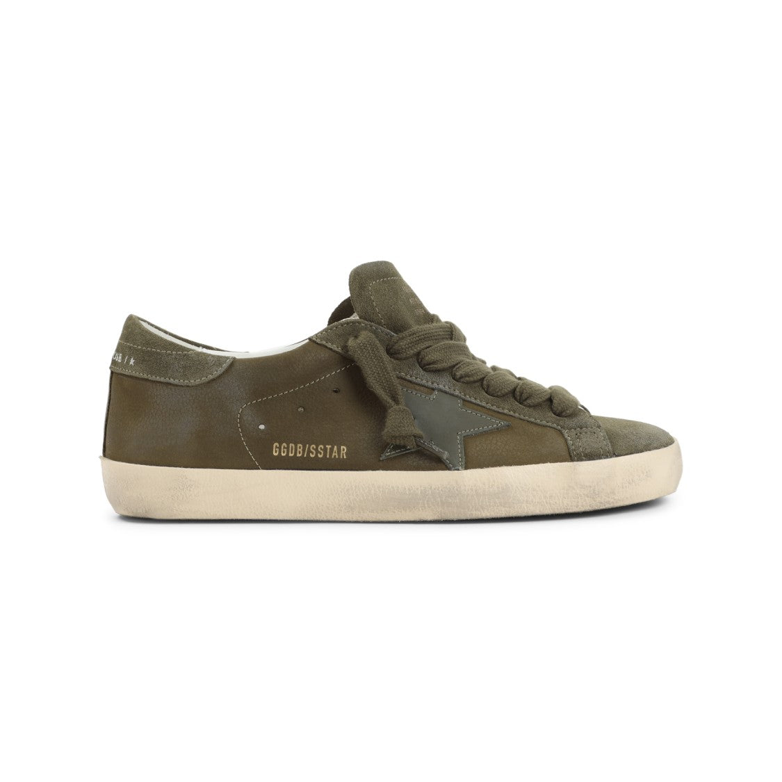 Golden Goose Worn-In Olive Green Low-Top Sneakers