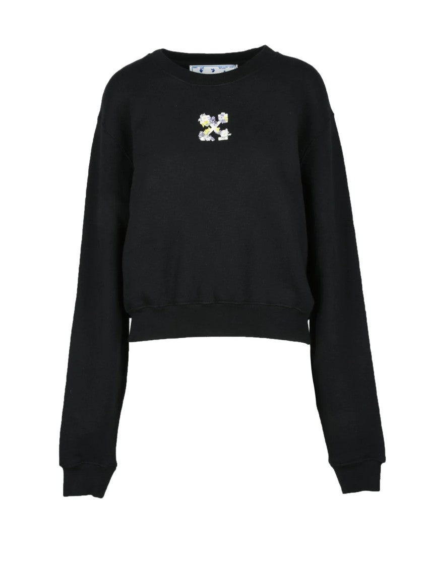 Off-White Black Cotton Crewneck Regular Fit Sweatshirt