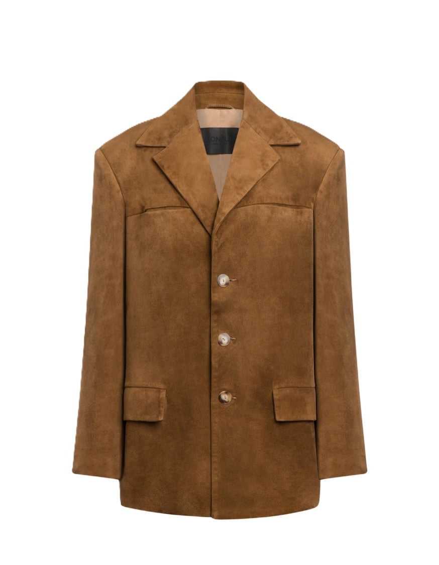 Dondup Structured Boxy Jacket With Notched Lapel In Rich Brown