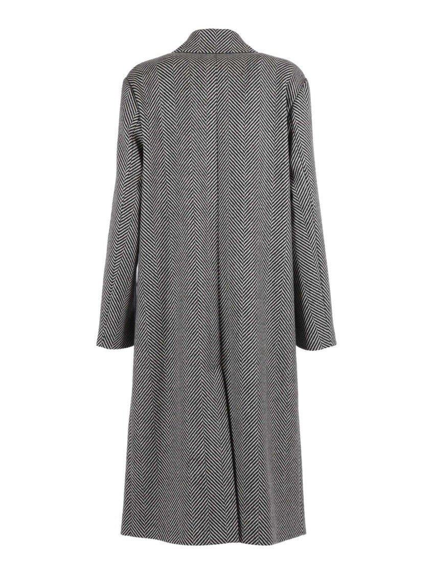 Forte Forte Chevron Pattern Virgin Wool Long Coat