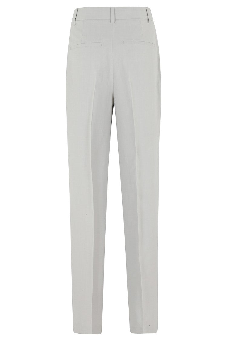 Seventy Gray Darts Belt-Loops Viscose-Blend Straight-Leg Pants