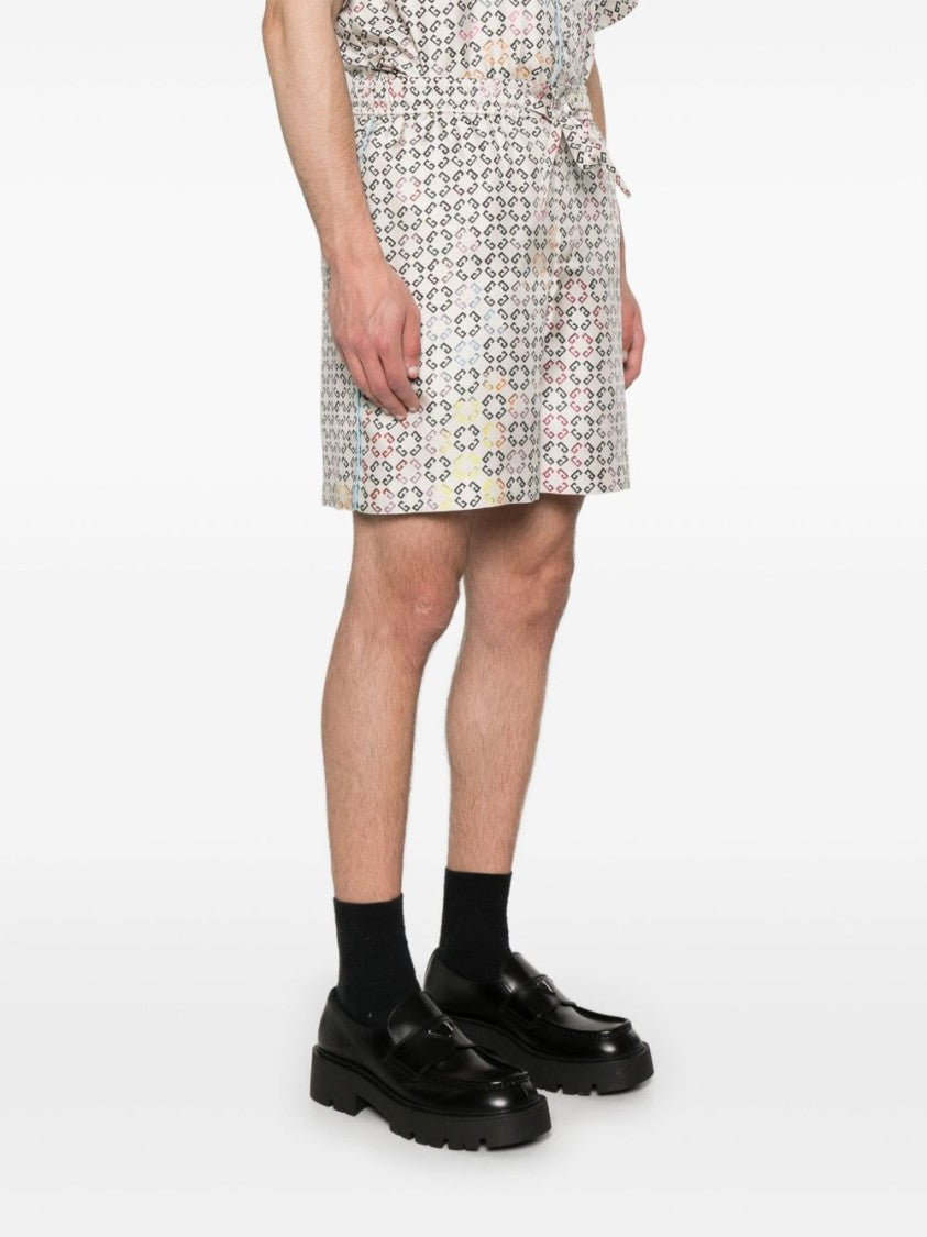 Givenchy Ecru Multicolored Geometric Pattern Shorts