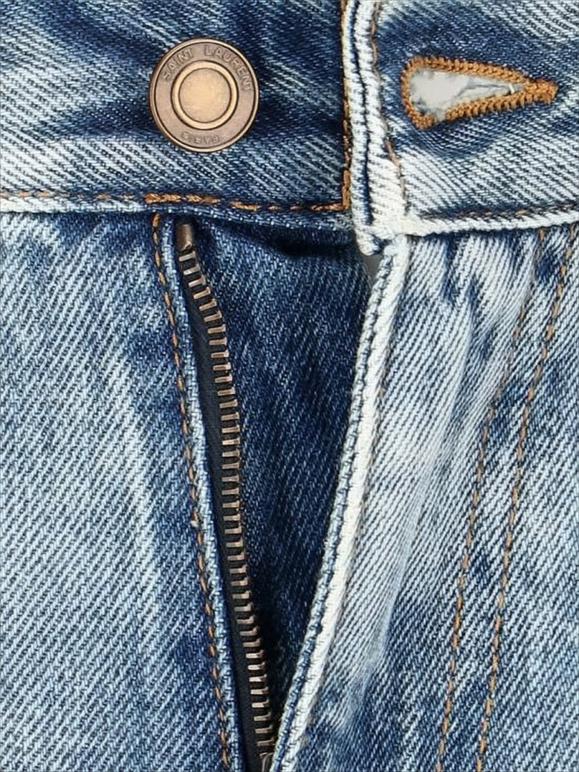 Saint Laurent Mid-Rise Straight-Leg Denim Pants With Subtle Wash