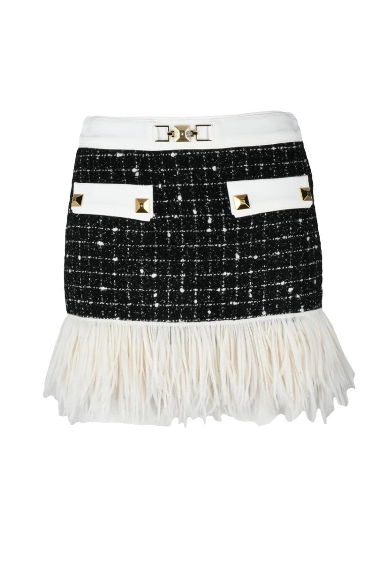 Elisabetta Franchi Jacquard Skirt - Black/White