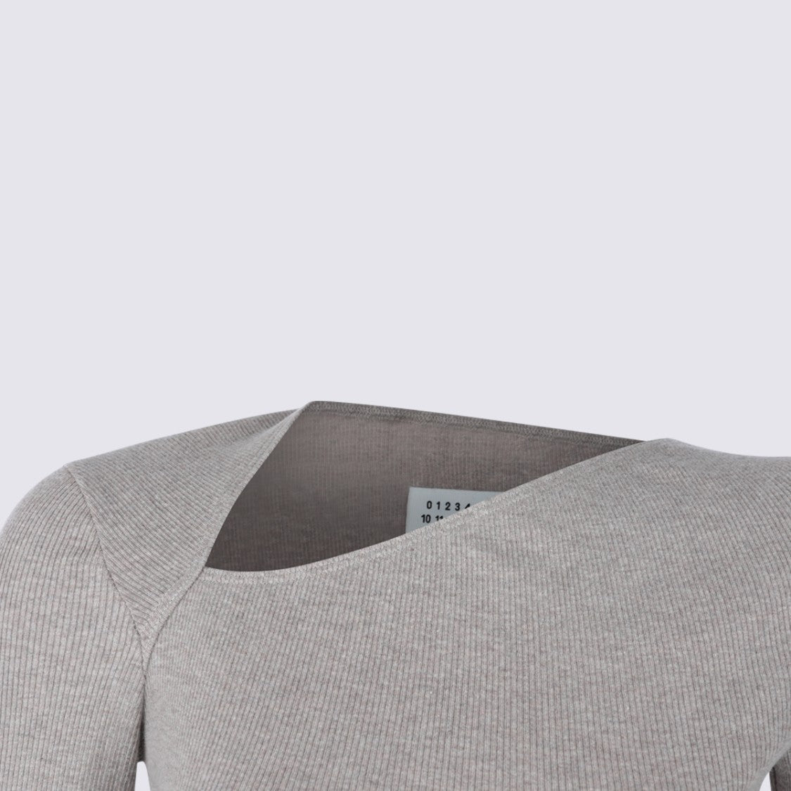 Mm6 By Maison Margiela Asymmetrical Neckline Top With Ribbed Texture And Logo Detail