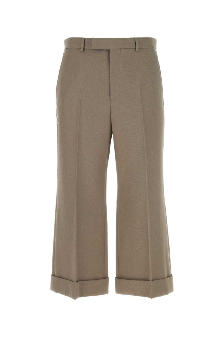 Gucci Mud Wool Cropped Cut Pant