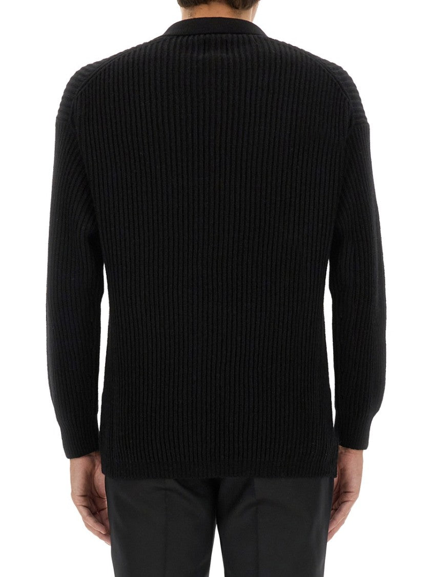 Emporio Armani Ribbed Wool Jersey With Classic Collar