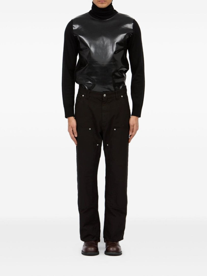 Mm6 By Maison Margiela Black Jeans With Multi-Pocket Design And Silver Rivets