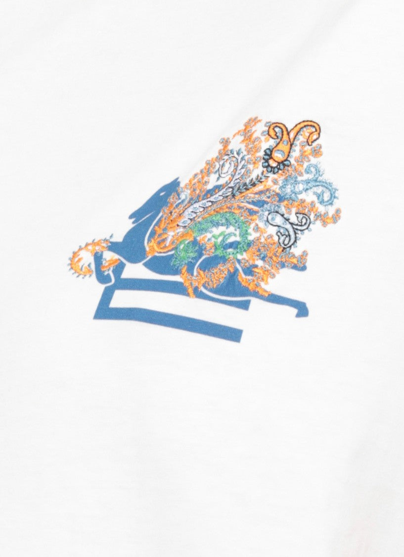 Etro White Cotton Pegasus T-Shirt