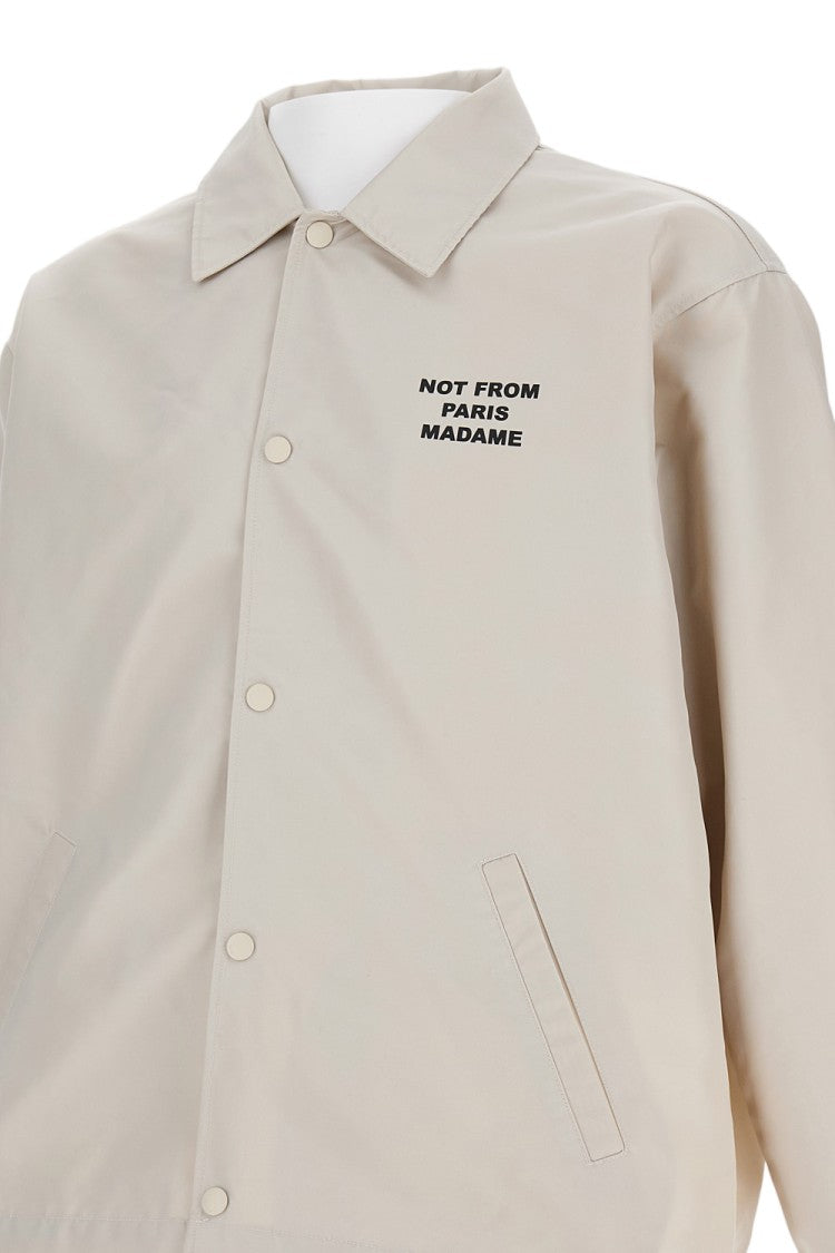Drôle De Monsieur Beige Slogan Waterproof Twill Jacket