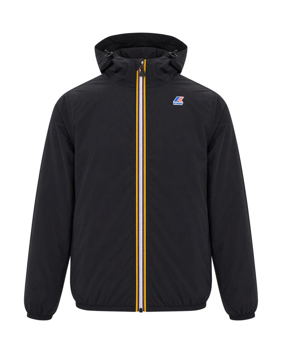 K-Way Warm Black Ripstop Nylon Jacket With Adjustable Hood