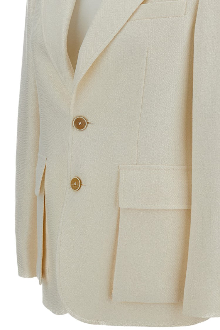 Ralph Lauren Collection White Preston Ii Herringbone Wool Blazer