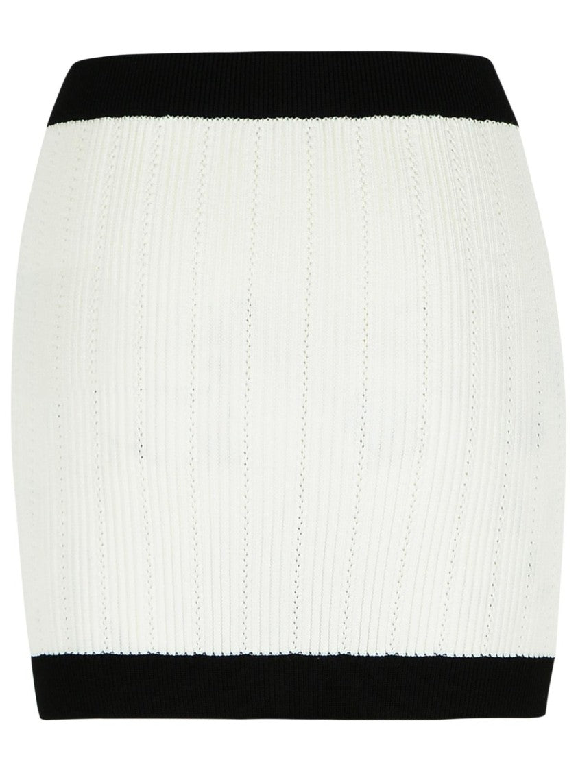 Balmain Mini Skirt In White Viscose Blend