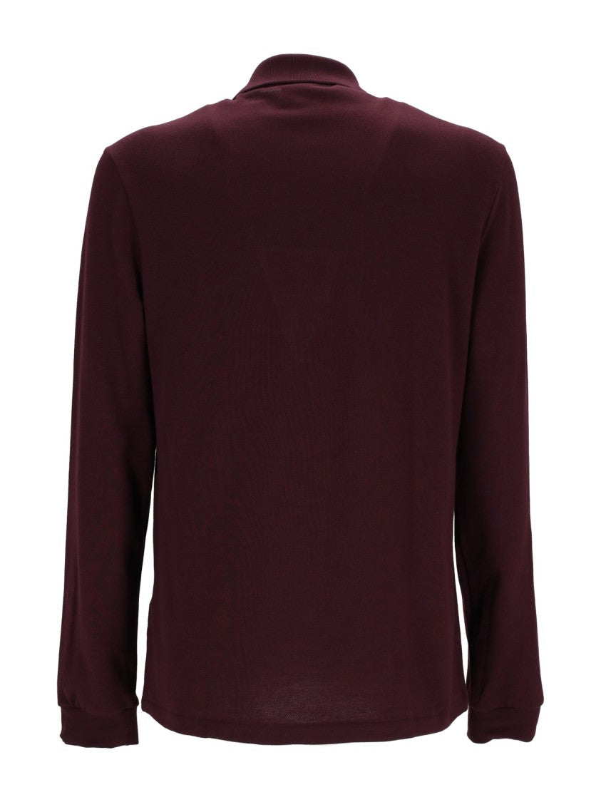 Lacoste Burgundy Embroidered Long-Sleeve Polo Shirt