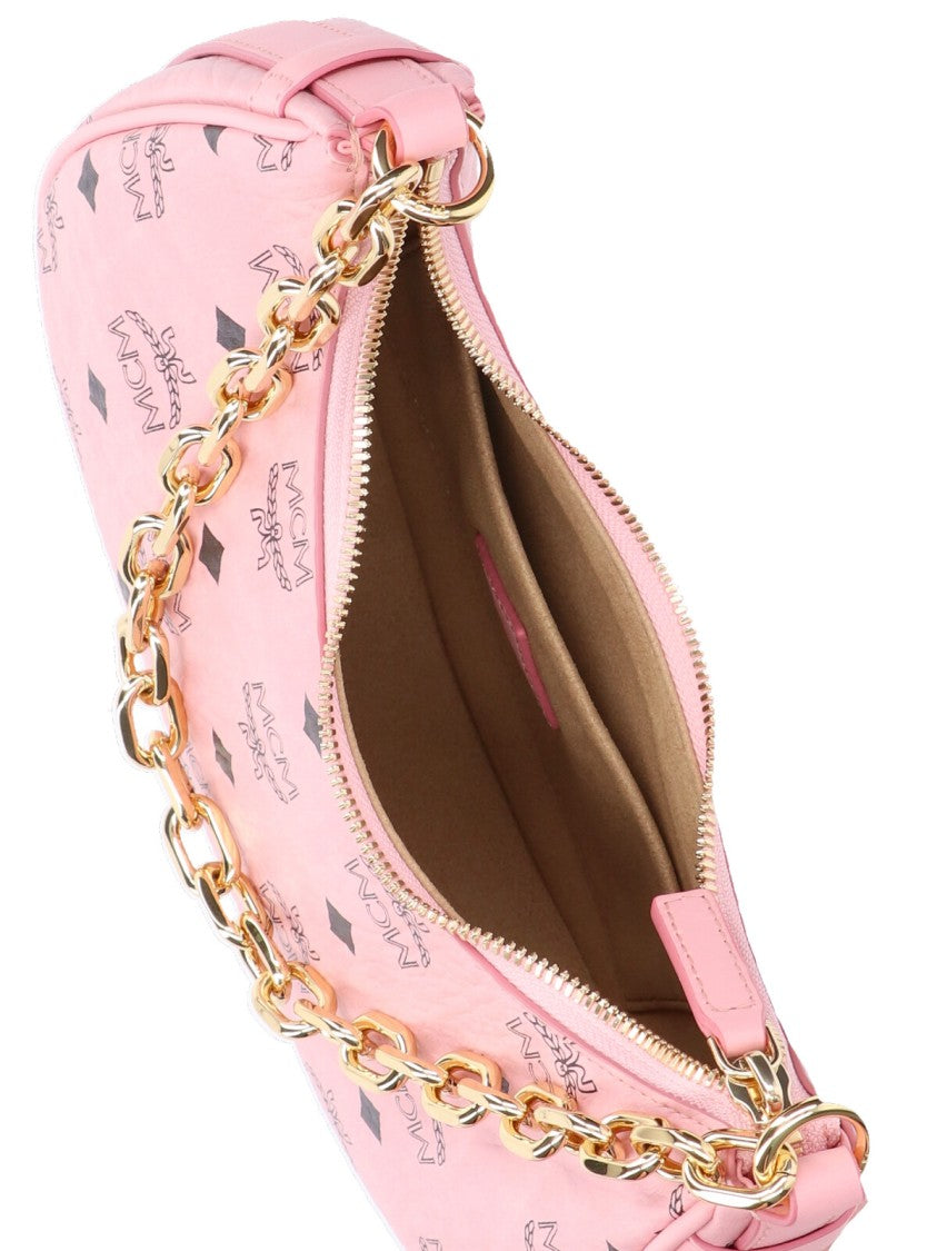 Mcm "Aren Crescent" Hobo Bag, In Pink "Visetos"