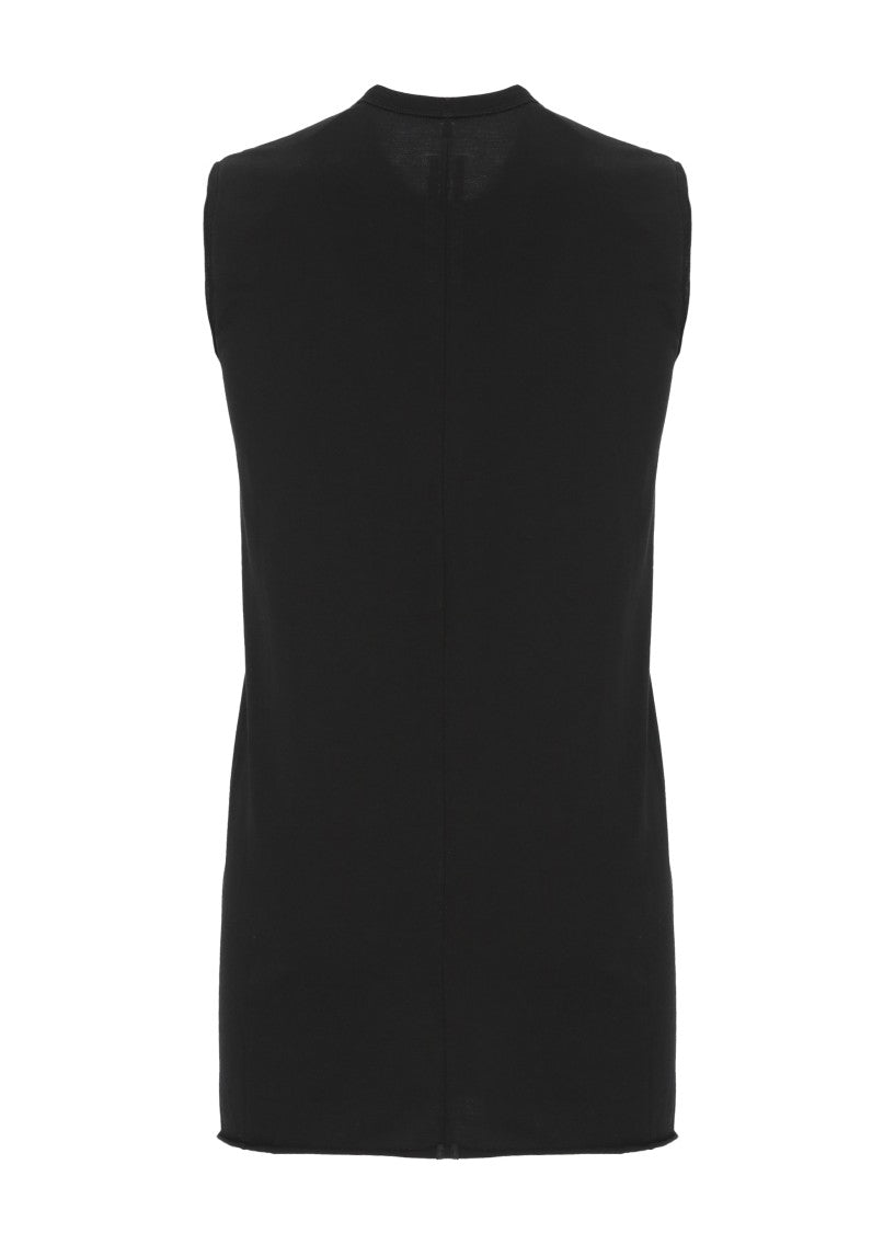 Rick Owens Black Raw Edge Cotton Tank Top