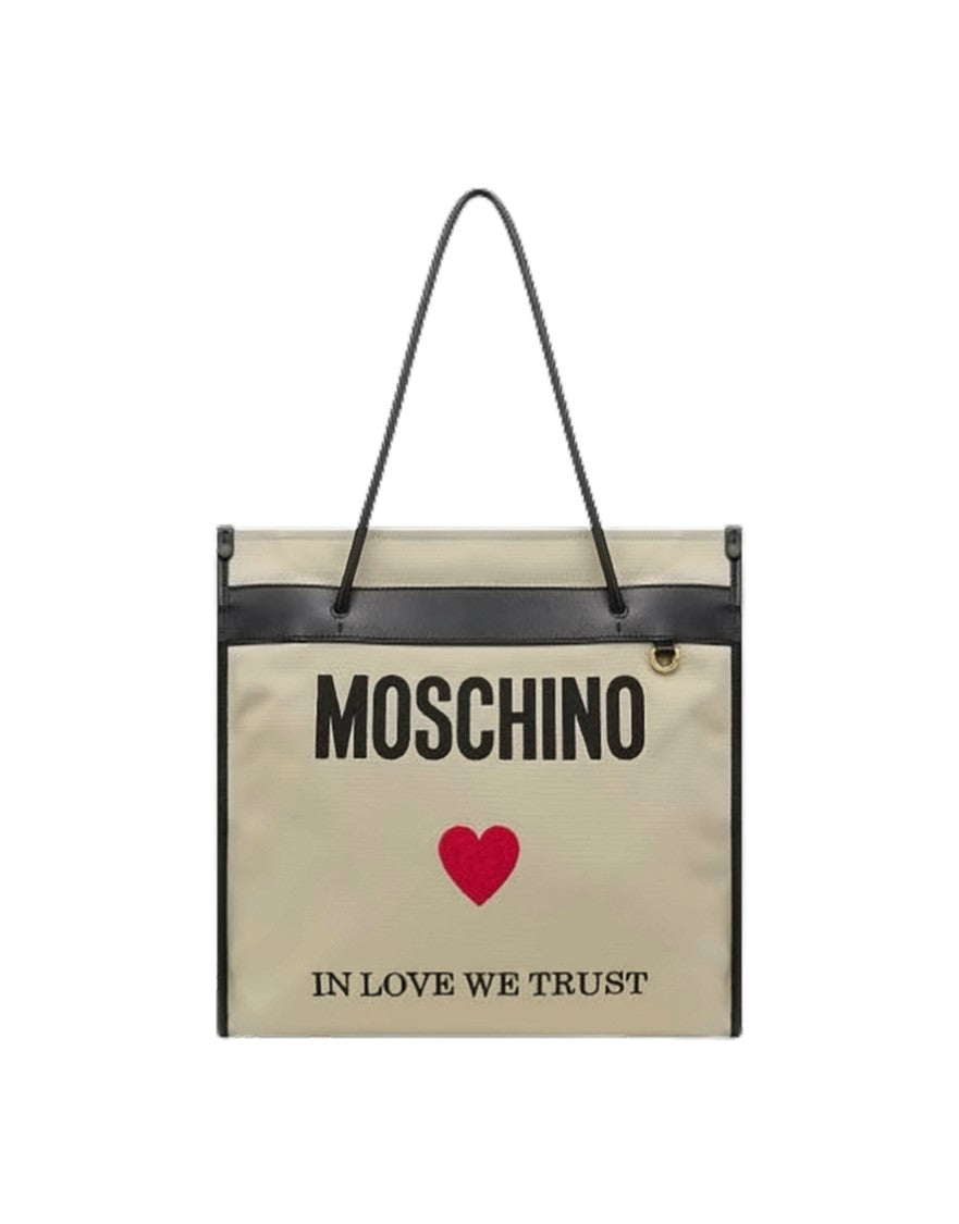 Moschino Beige Fabric Shopping Bag