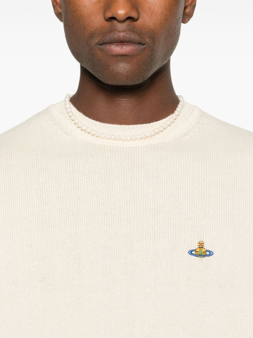 Vivienne Westwood Signature Orb Logo Embroidered Cotton-Cashmere Blend Sweater