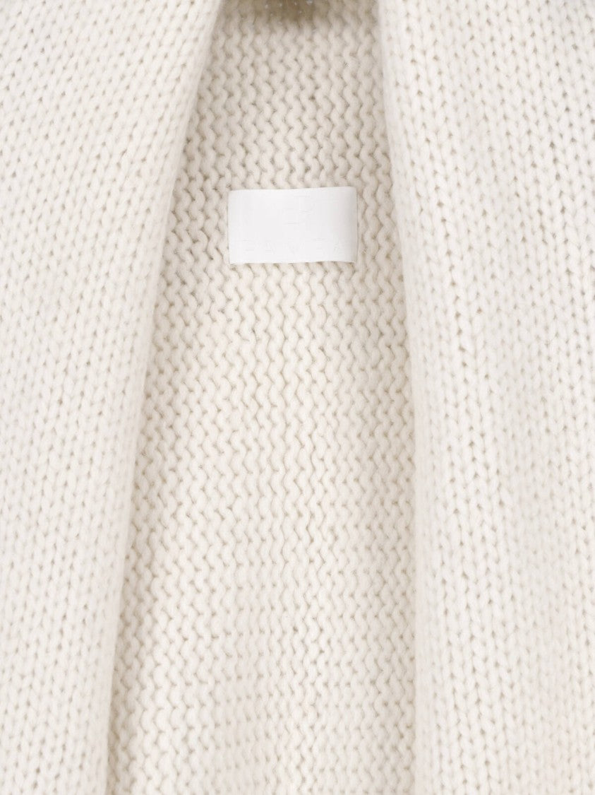 Pampa The Brand White Wide Neck Long-Sleeve Alpaca Cardigan