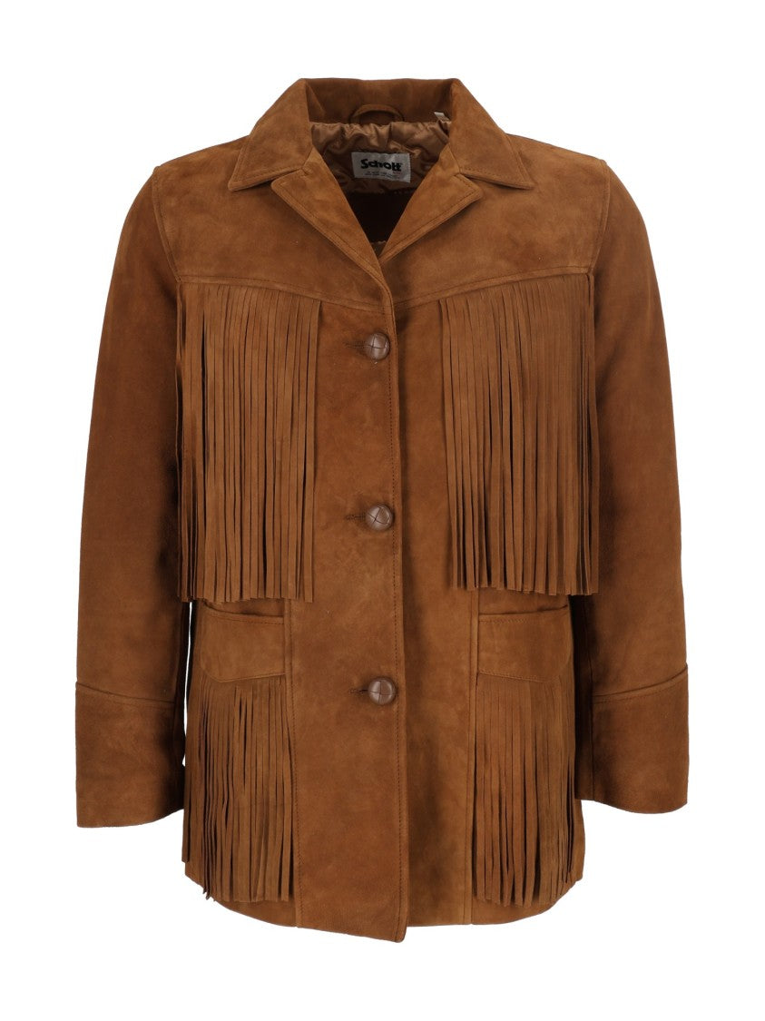 Schott Nyc Brown Fringe Suede Leather Jacket