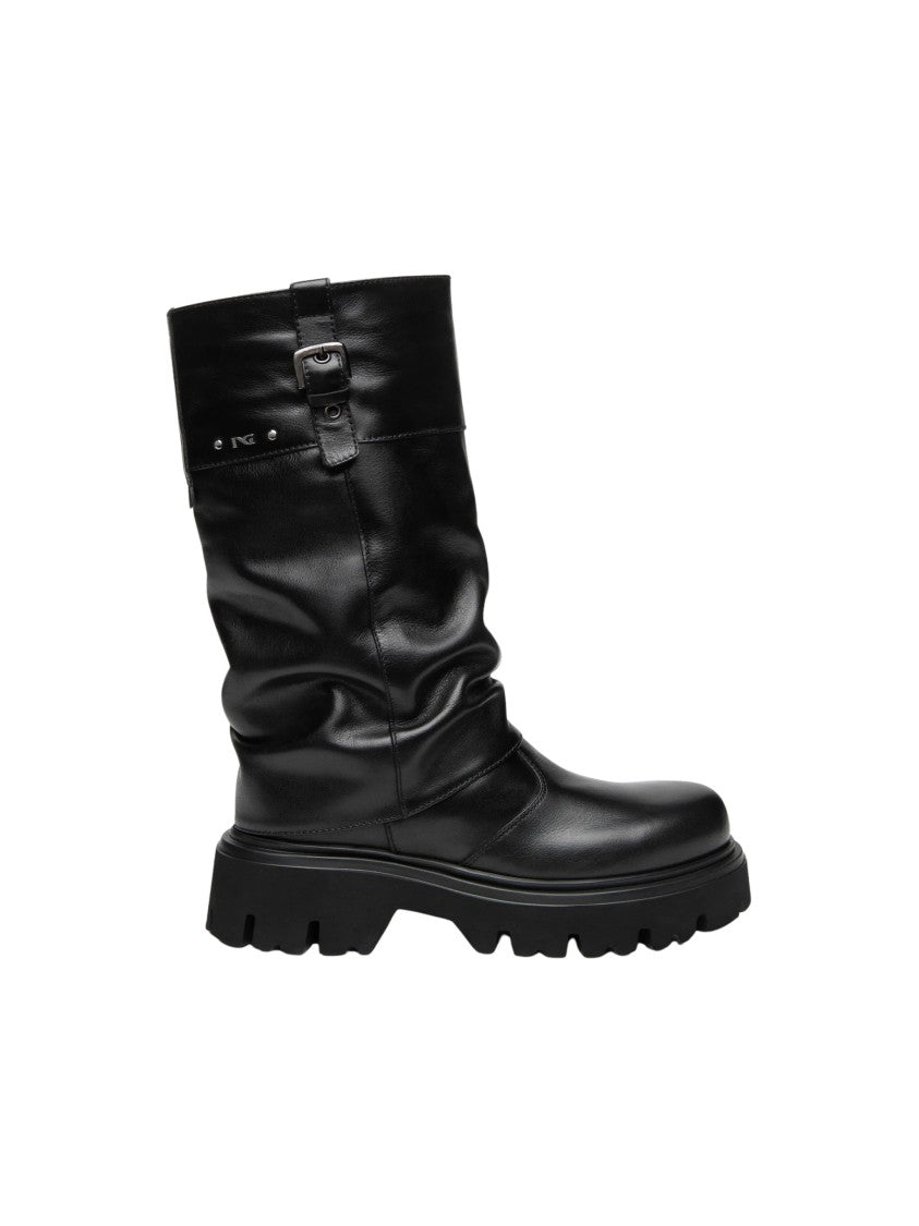 Nero Giardini Eva Fontain Slouched Design Leather Boots