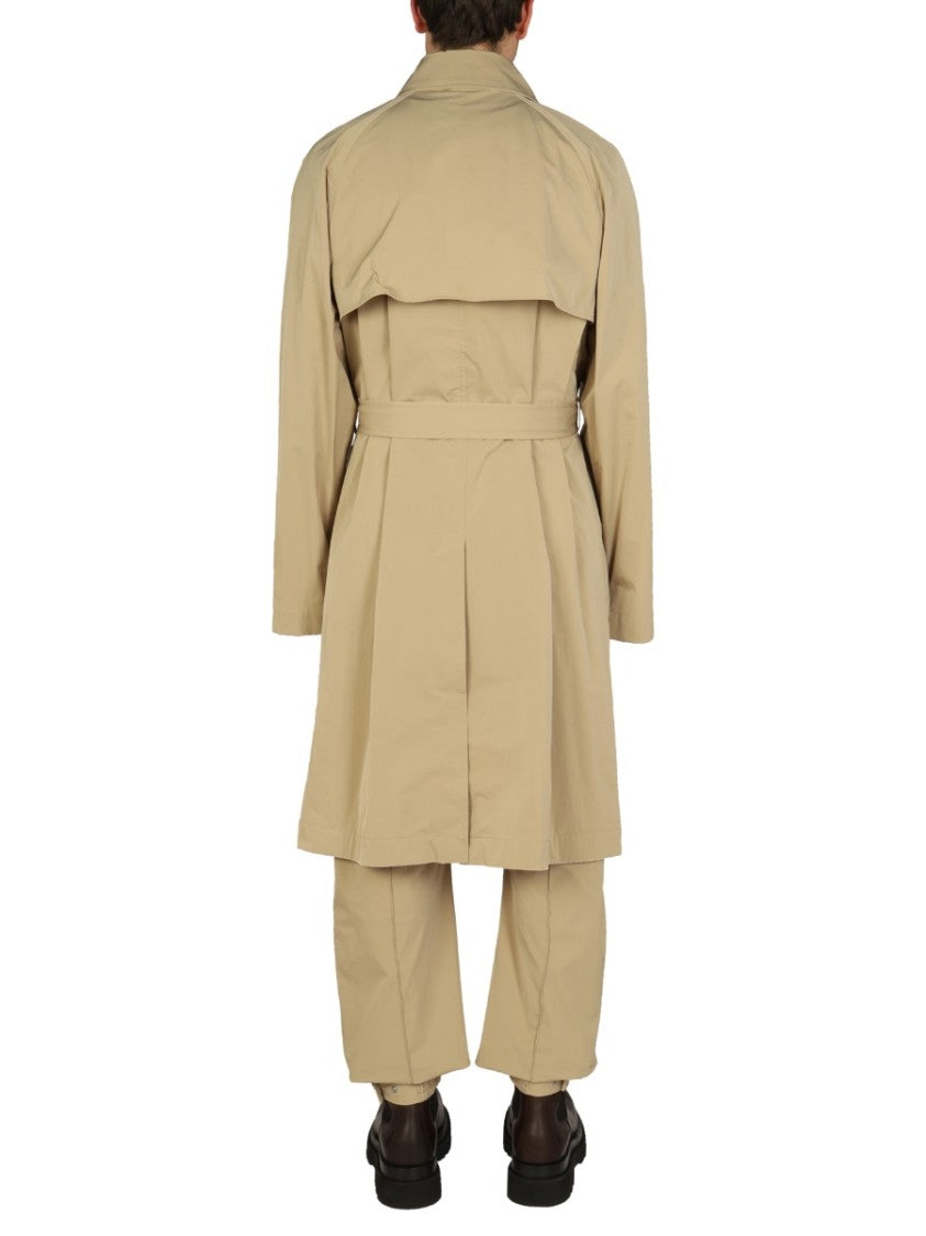 Bottega Veneta Double-Breasted Nylon Trench Coat With Classic Collar