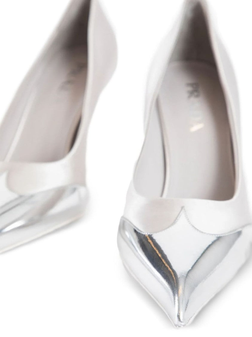 Prada Metallic-Toecap Pumps With Pointed Toe