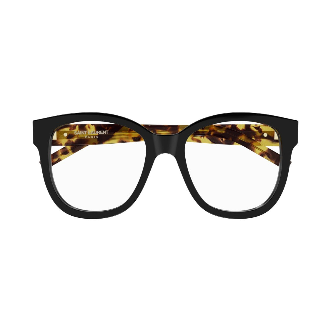 Saint Laurent Oversized Square Sunglasses With Tortoiseshell Temples And Gold Accent