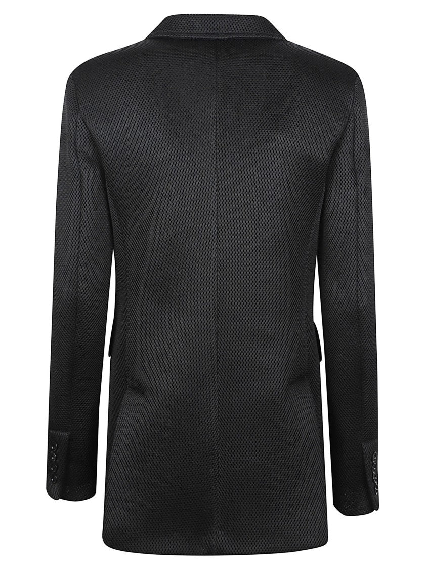 Max Mara Black Blazer With Textured Mesh Fabric