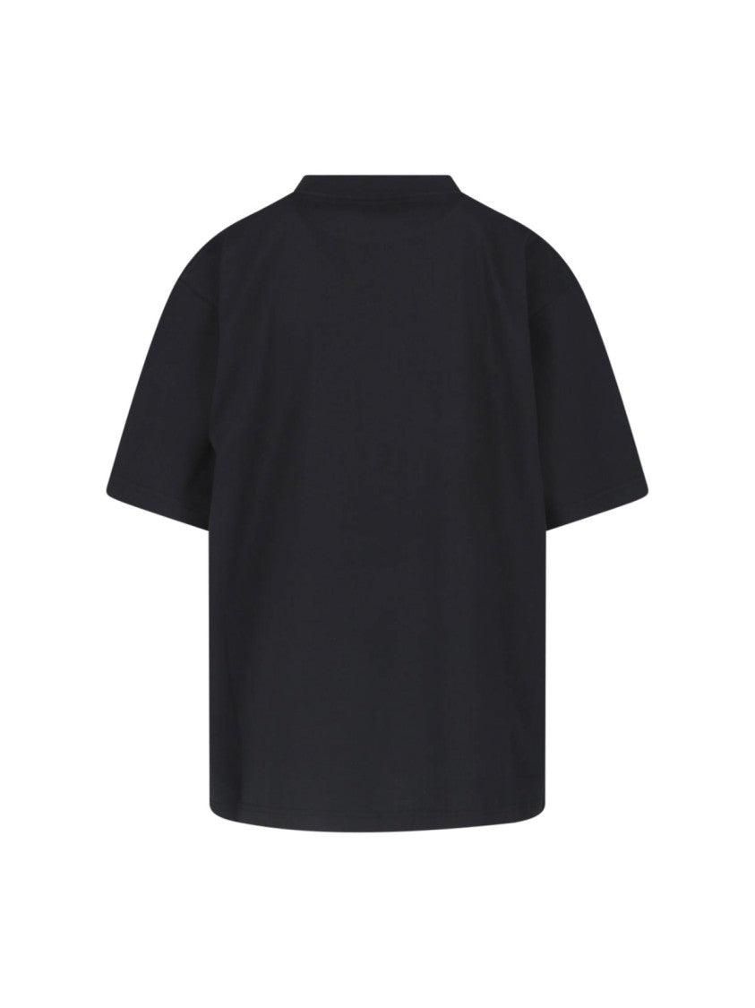 Balenciaga Cropped Black T-Shirt With Bold Graphic Print