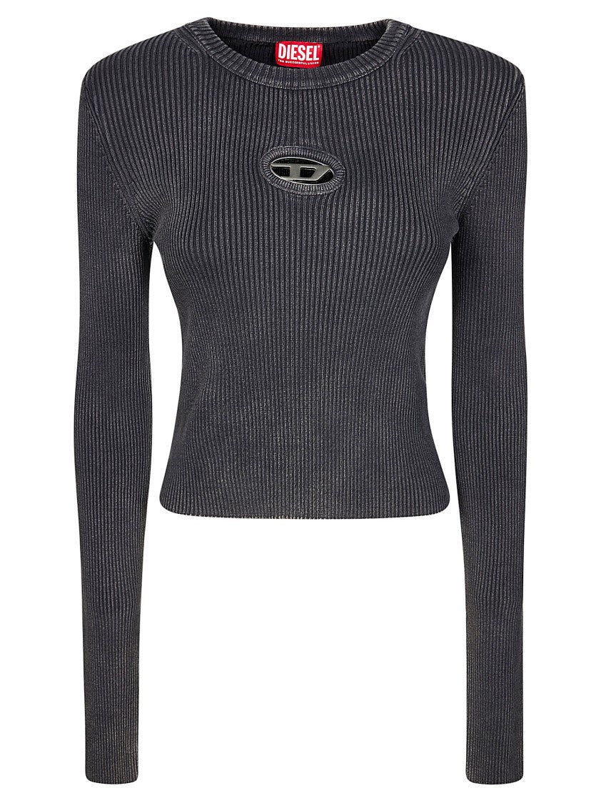 Diesel M-Anchor-A Cropped Denim Sweatshirt With Cut-Out Detail