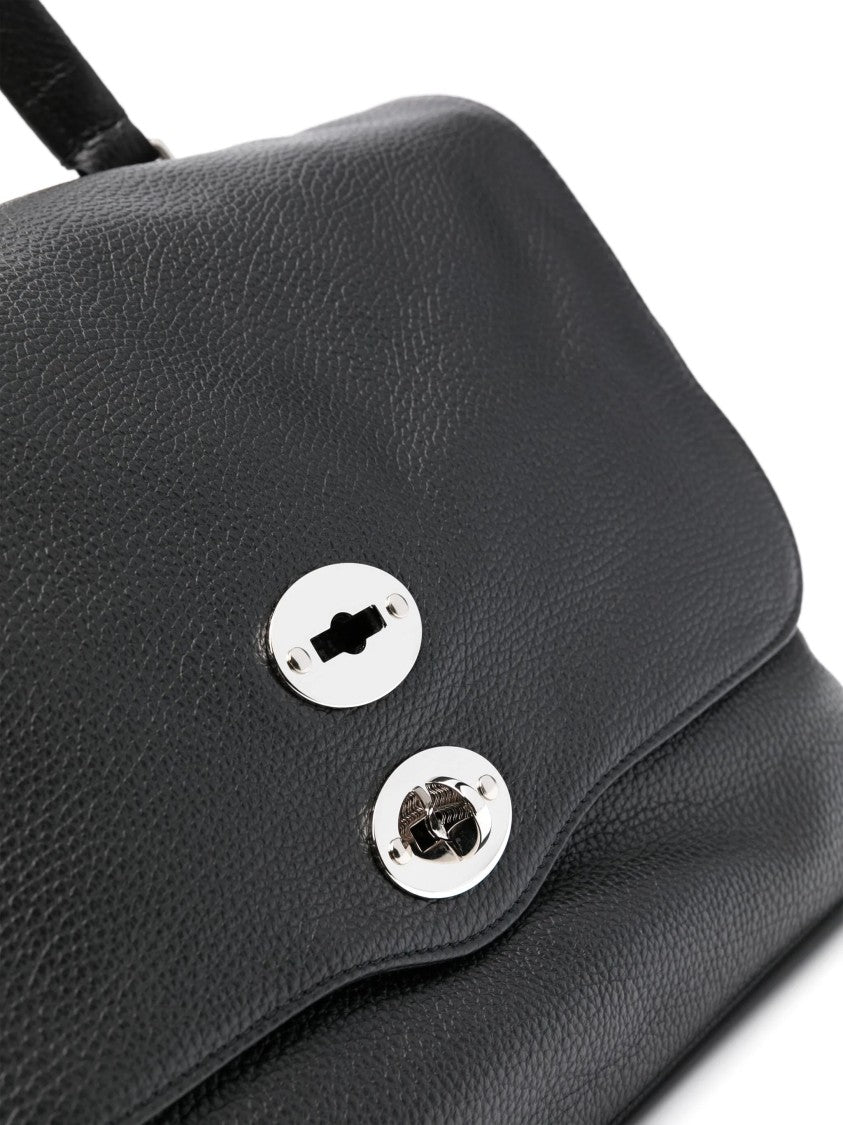 Zanellato Pebbled Leather Shoulder Bag With Silver Eyelet Accents
