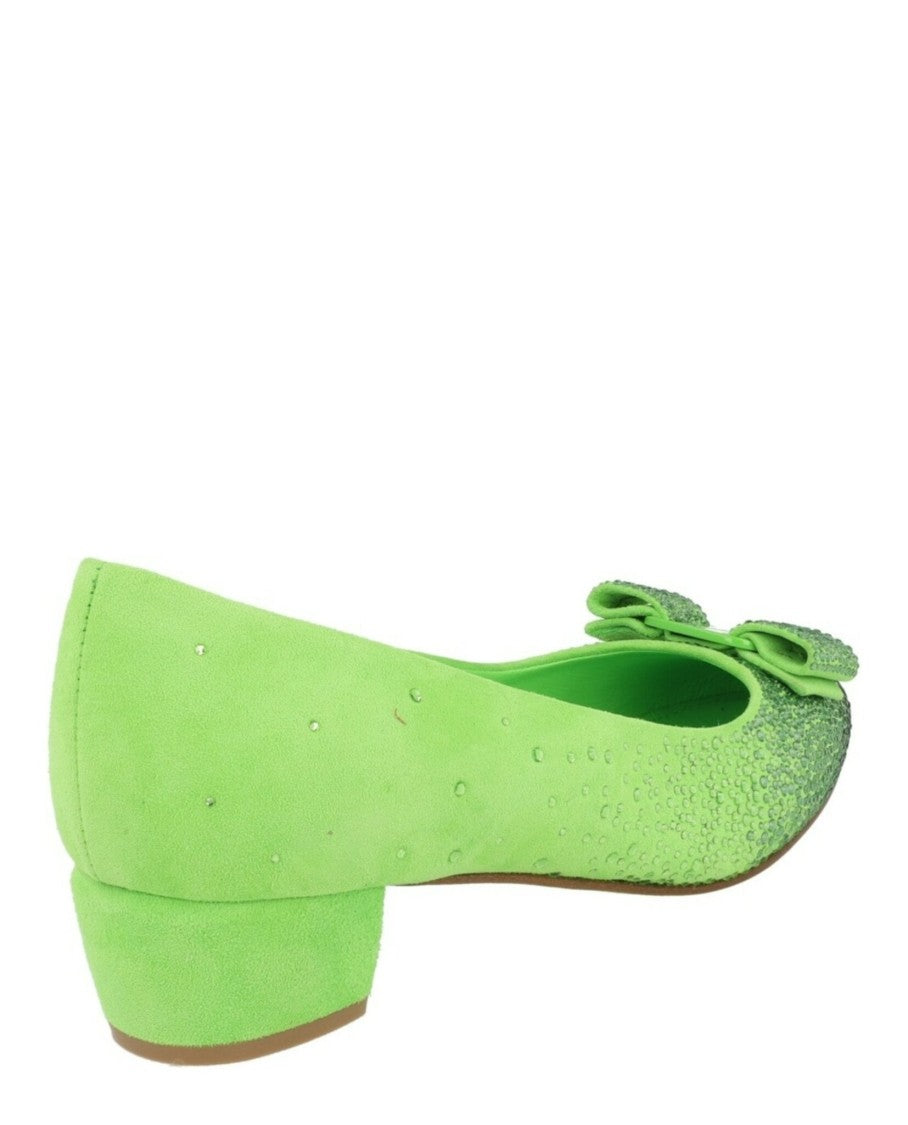 Ferragamo Vara Bow Crystal-Embellished Pumps