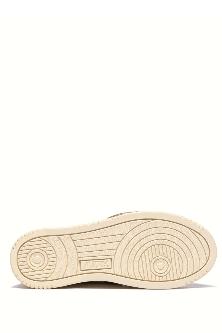Autry White Medalist Gold Lace Leather Sneakers