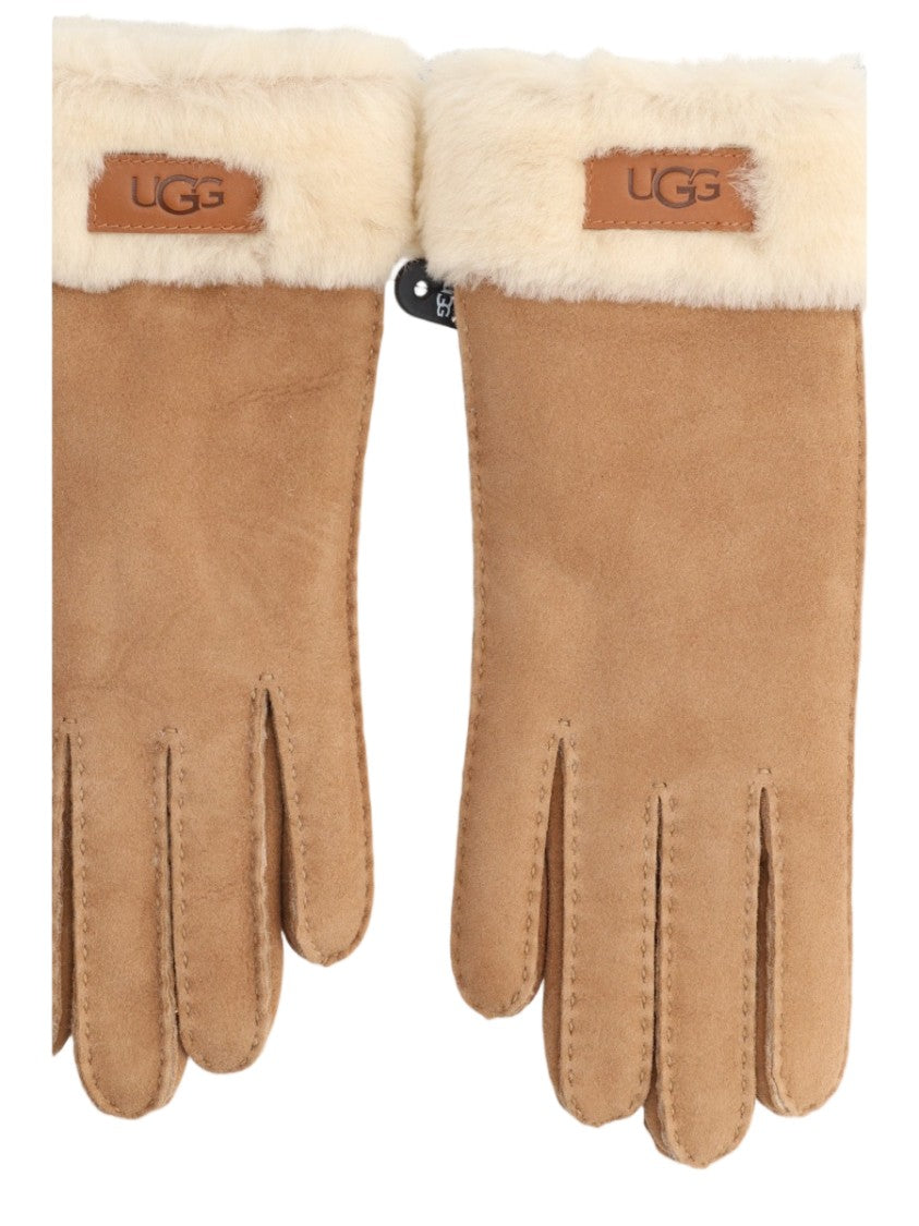 Ugg Brown Shearling Soft Plush Cuff Gloves