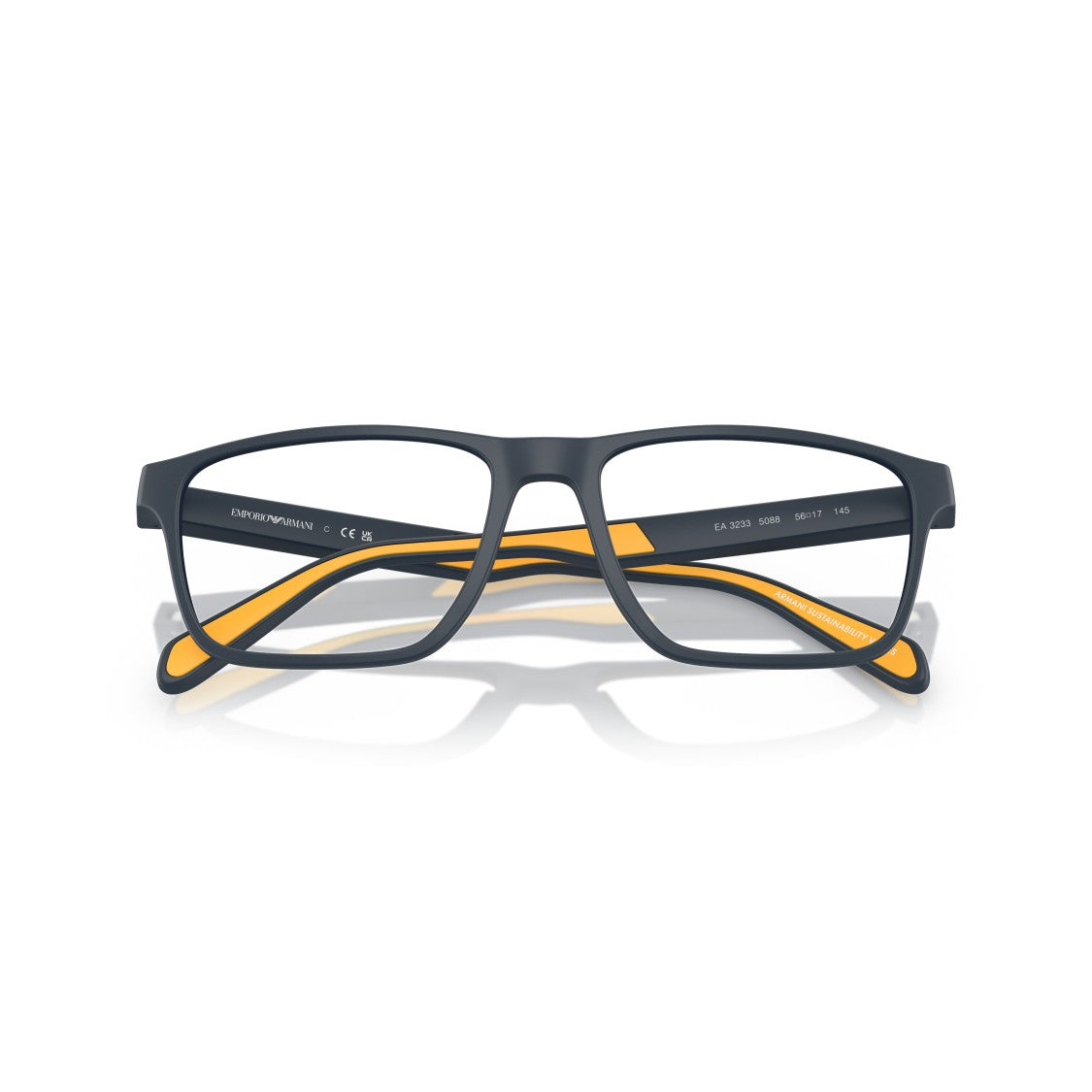 Emporio Armani 0Ea3233 Rectangular Eyeglass Frames In Matte Black With Vibrant Accents