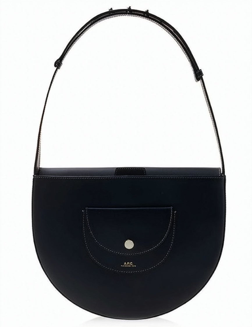 A.P.C. Half-Moon Black Calf Leather Shoulder Bag