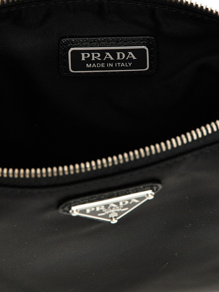 Prada Sleek Rectangular Re-Nylon Clutch With Saffiano Leather Accents
